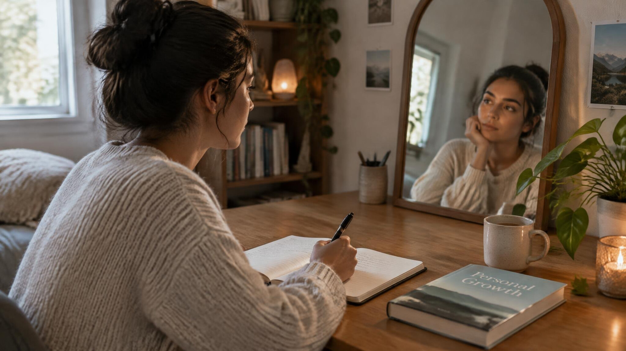 person journaling in quiet room