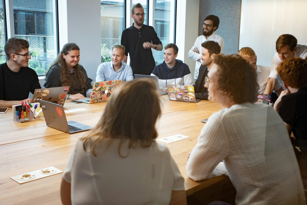 person speaking confidently in meeting