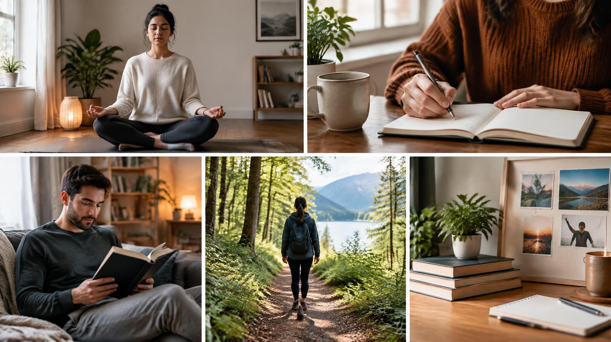 person meditating in quiet room