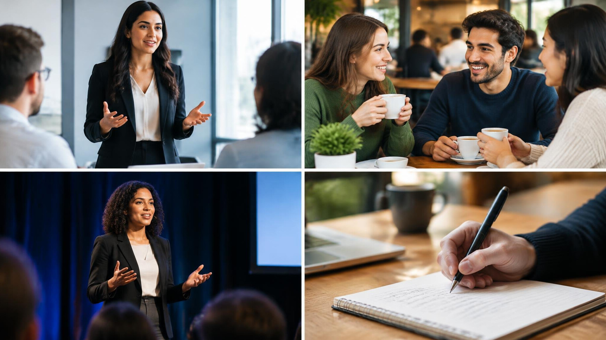 person speaking confidently in meeting
